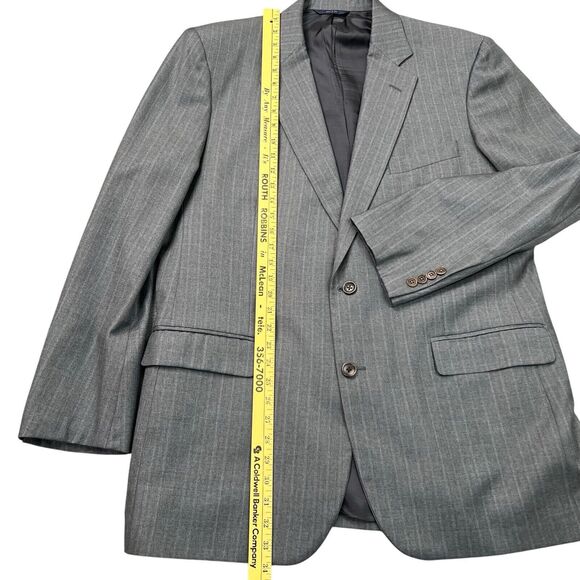 Brooks Brothers Madison Saxxon Blazer Mens Size 44L Gray Pinstripes USA - Picture 3 of 11